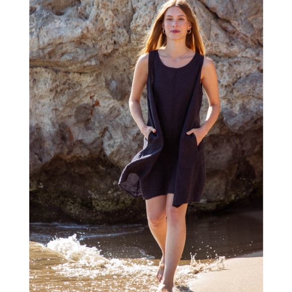 Nina Kendosa Paris Eggplant Purple Melissa Linen Mini Dress One Size - Picture 2 of 9